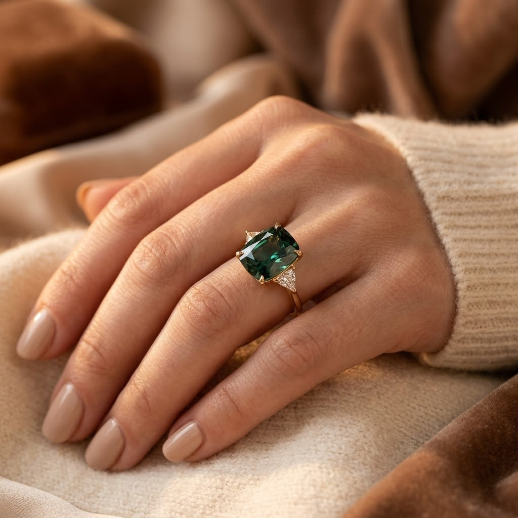 Bague solitaire en or à émeraude
