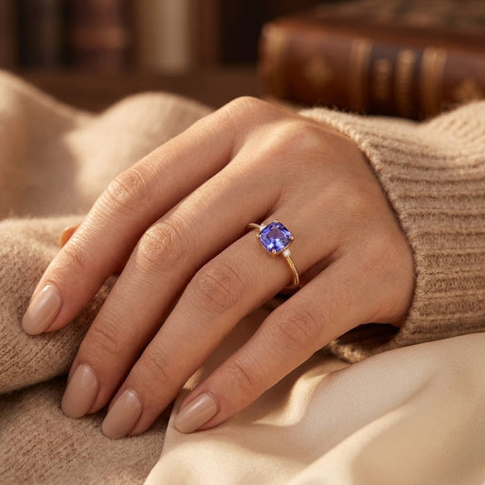Bague solitaire en or à améthyste