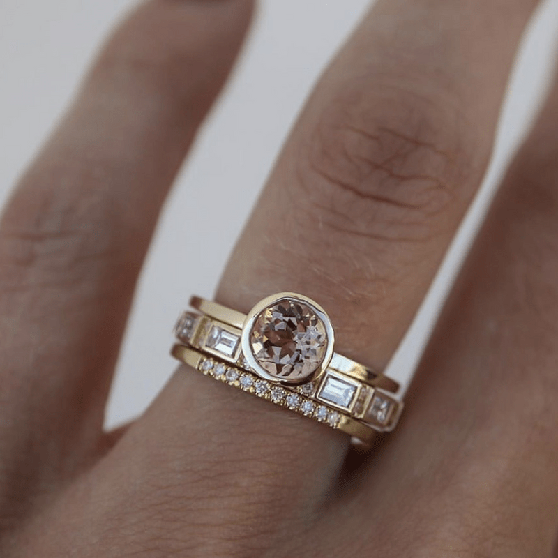 Bague solitaire serti clos en or