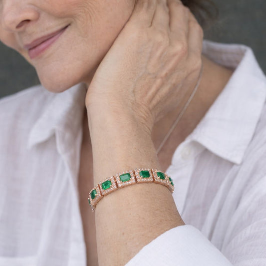 Bracelet statement en or vert émeraude