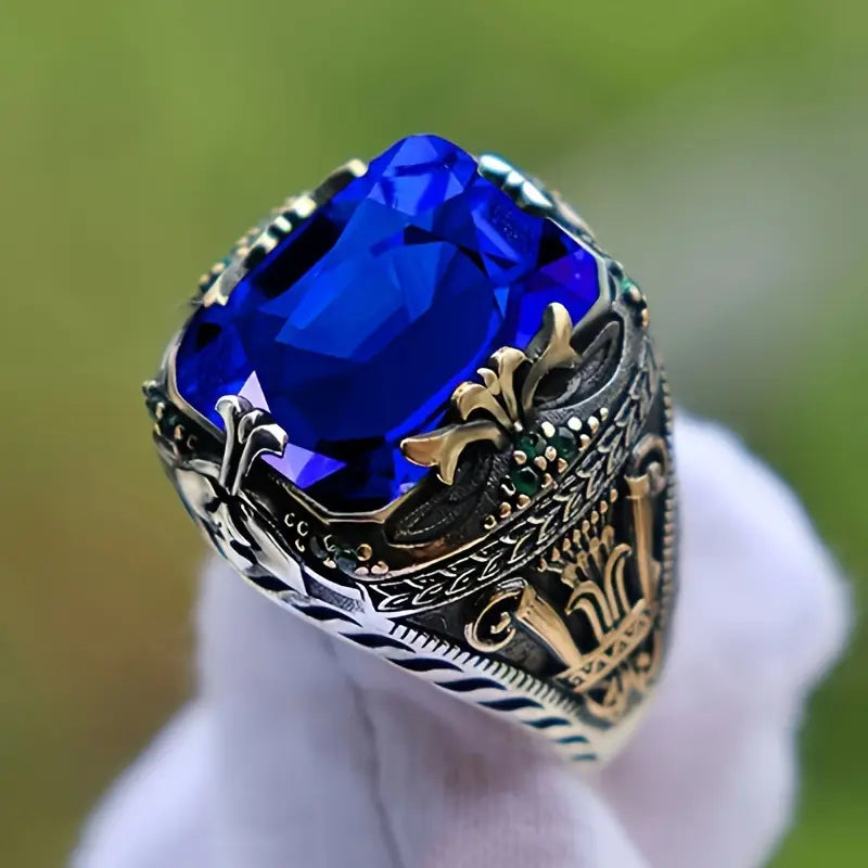 Bague vintage en argent à saphir