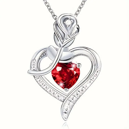 Collier pendentif cœur en argent à rubis