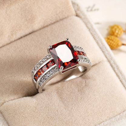 Bague anneau dédoublé en argent à rubis