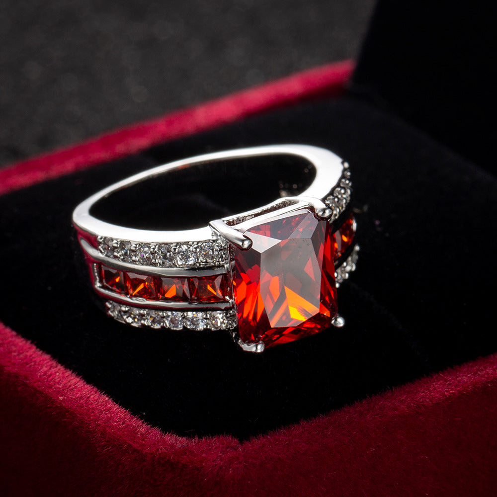 Bague anneau dédoublé en argent à rubis