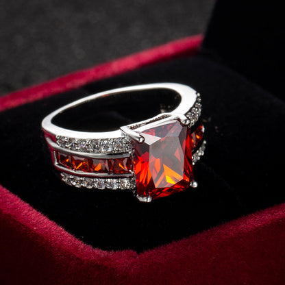 Bague anneau dédoublé en argent à rubis