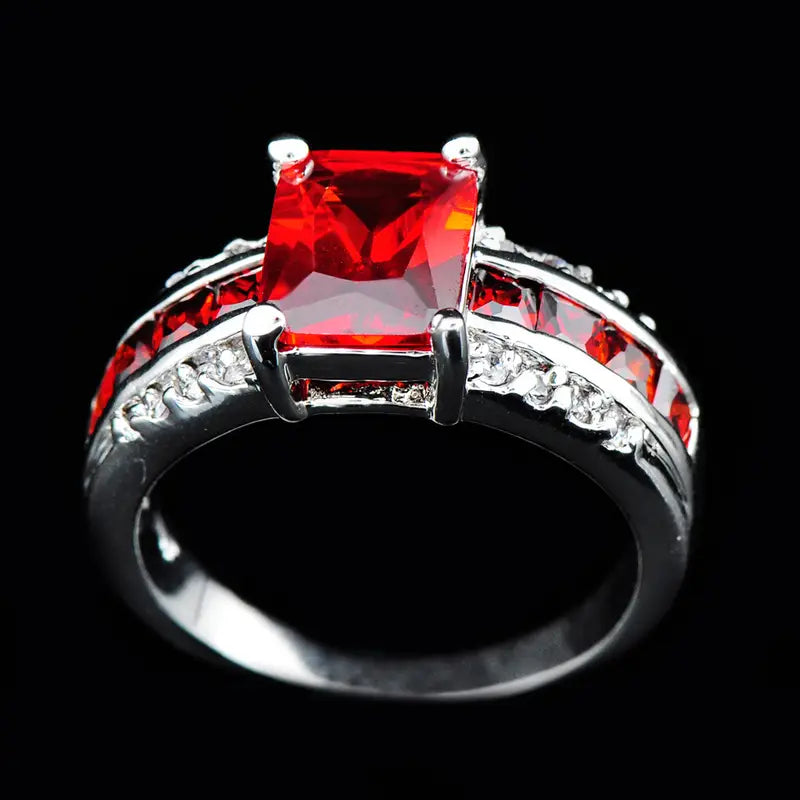 Bague anneau dédoublé en argent à rubis