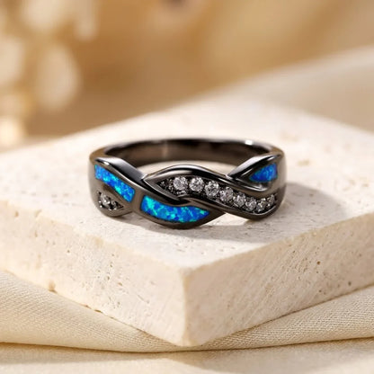 Bague torsadée incrustée en argent