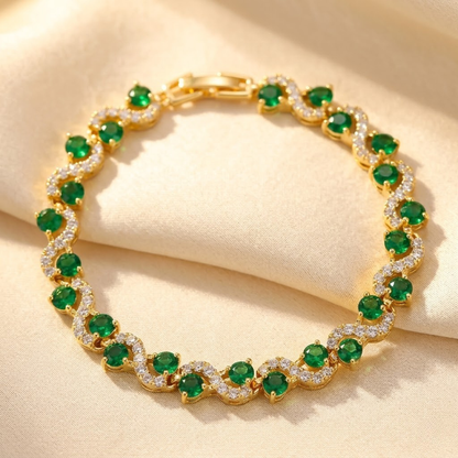 Bracelet halo en or à émeraude