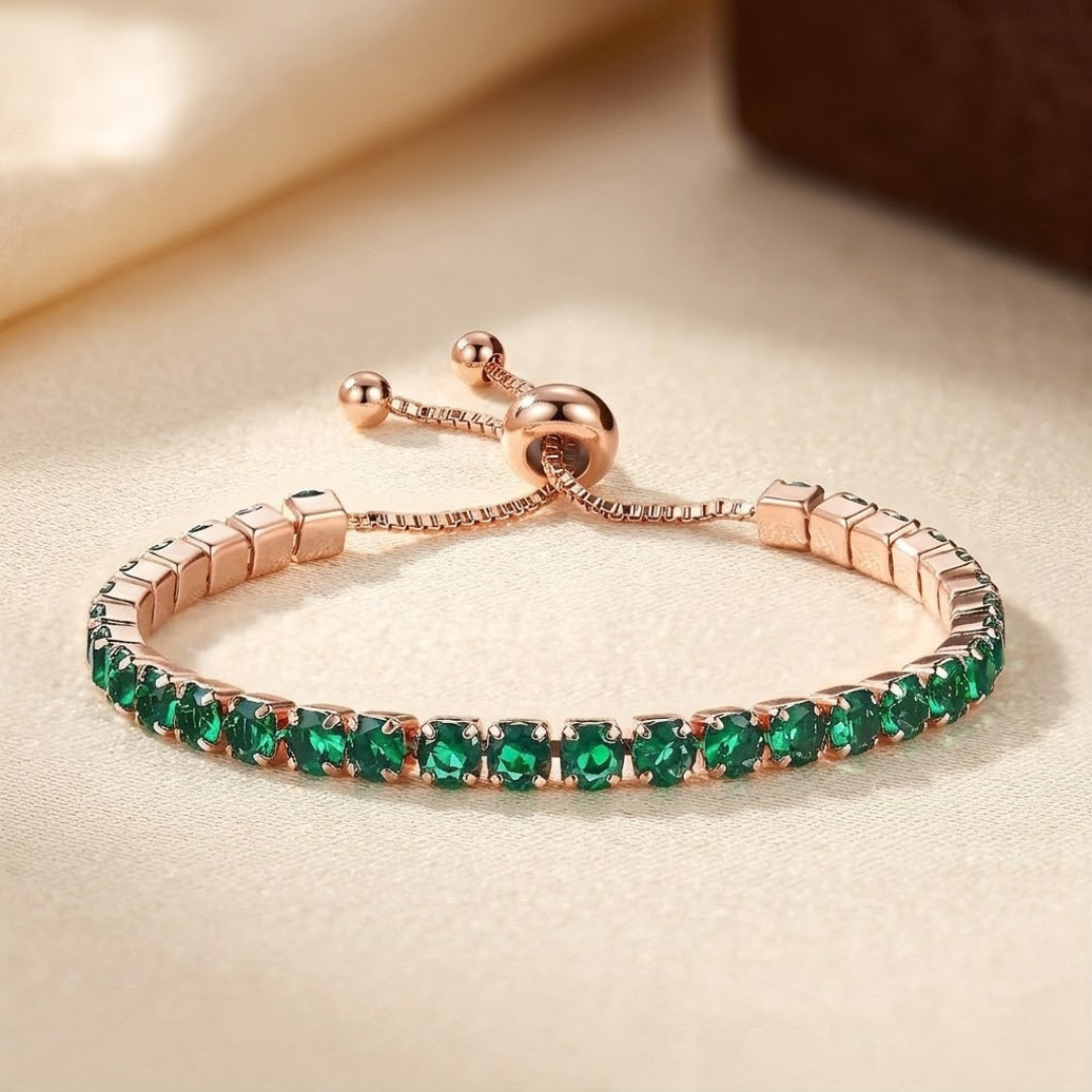 Bracelet tennis ajustable en or à émeraude