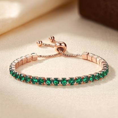 Bracelet tennis ajustable en or à émeraude