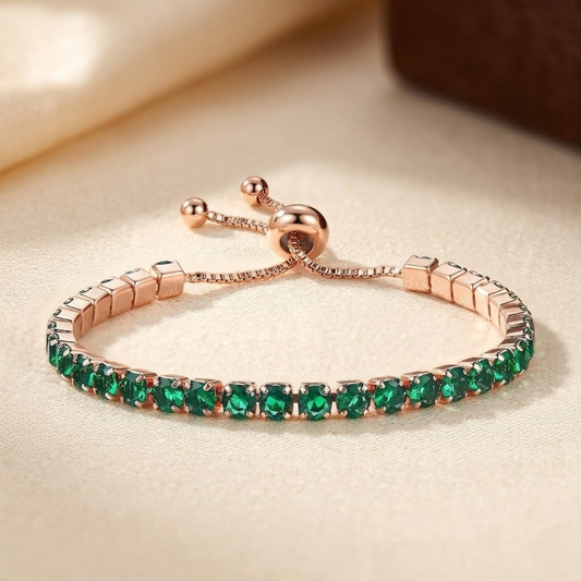 Bracelet tennis ajustable en or à émeraude