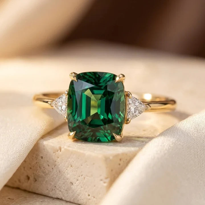Bague solitaire coussin en or