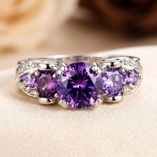 Bague vintage en argent à améthyste