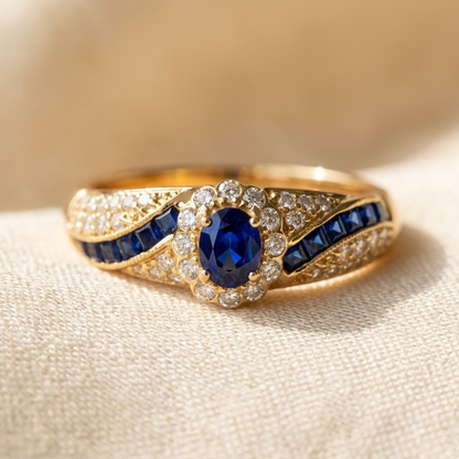 Bague anneau en or à saphir