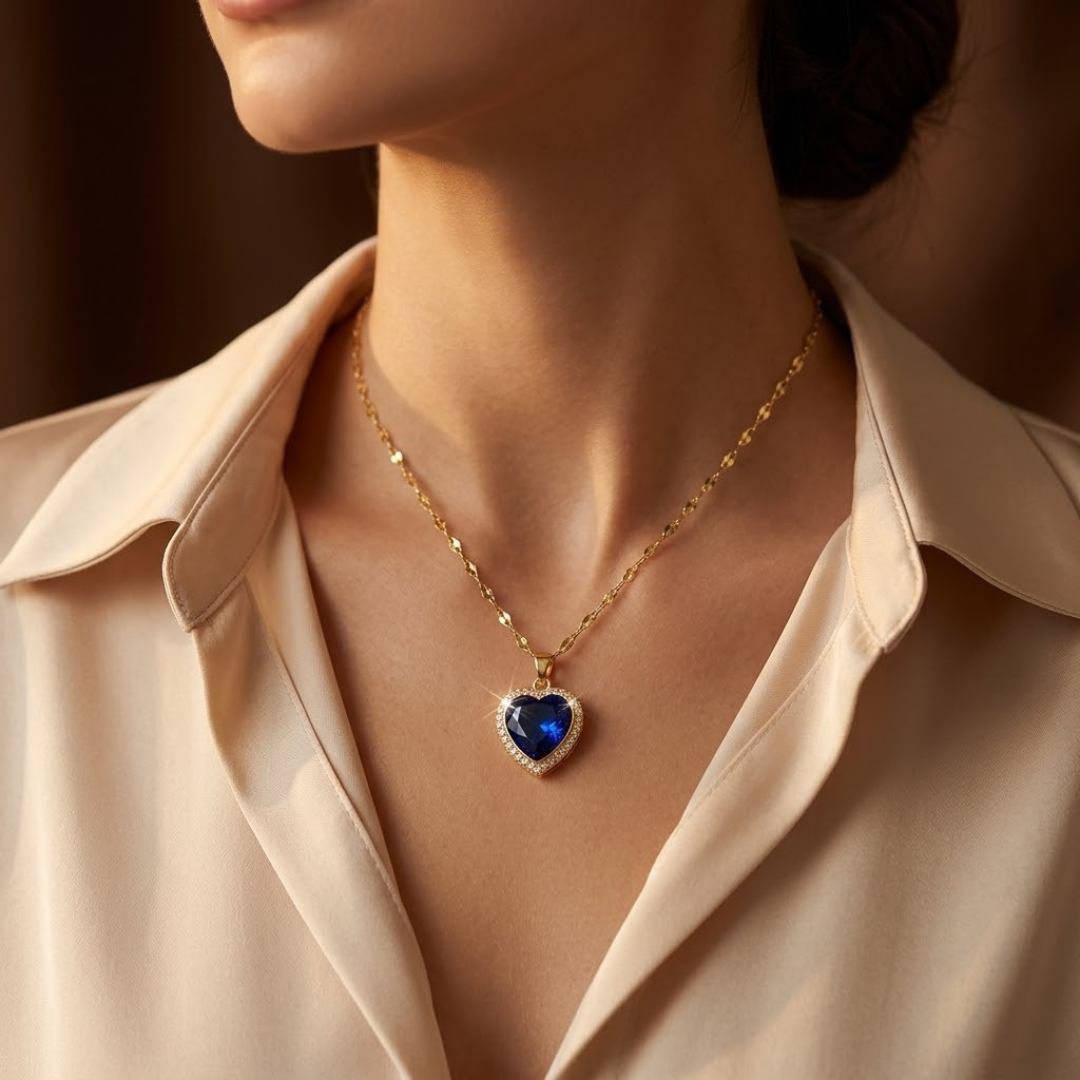 Collier cœur en or à saphir