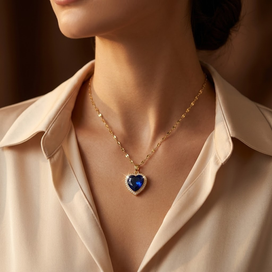 Collier cœur en or à saphir