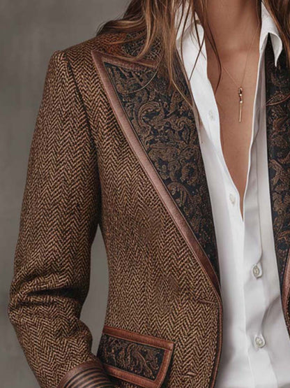 ז'יזל | בלייזר עם פאנלים בהדפס שברון