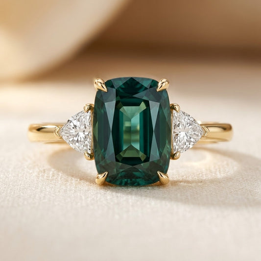 Bague solitaire en or à émeraude