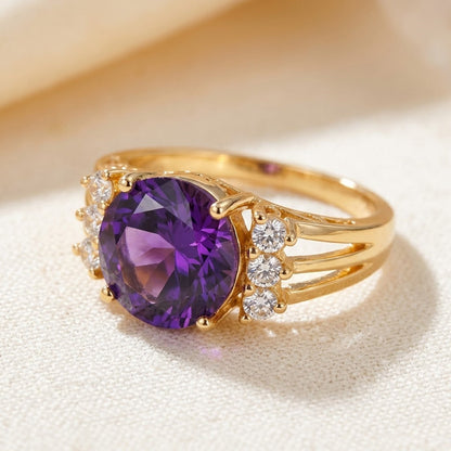 Bague anneau dédoublé en or à améthyste