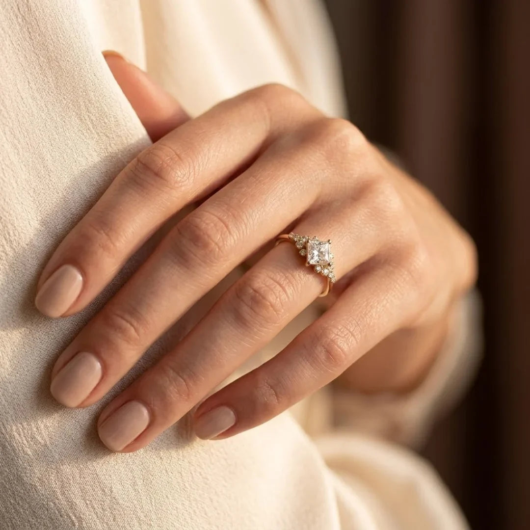 Bague solitaire carrée en or