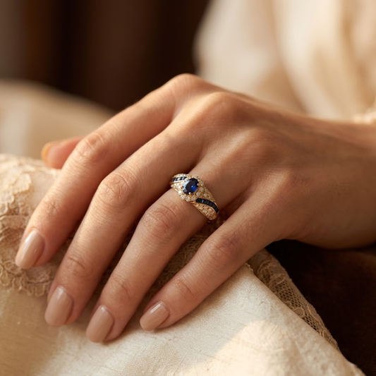 Bague anneau en or à saphir
