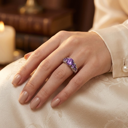 Bague vintage en argent à améthyste