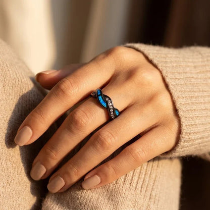 Bague torsadée incrustée en argent