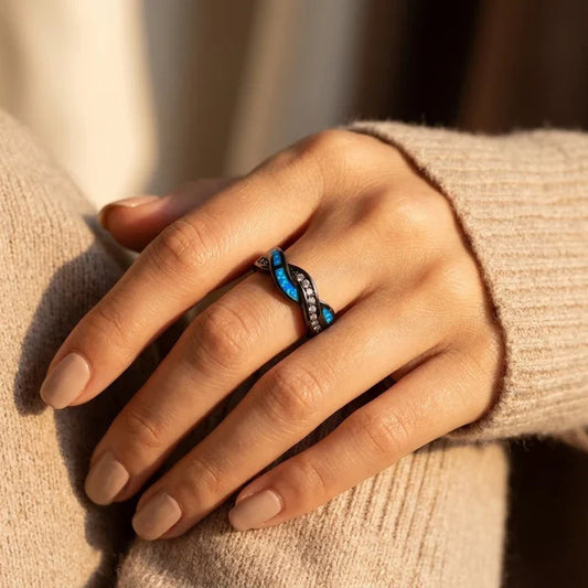 Bague torsadée incrustée en argent