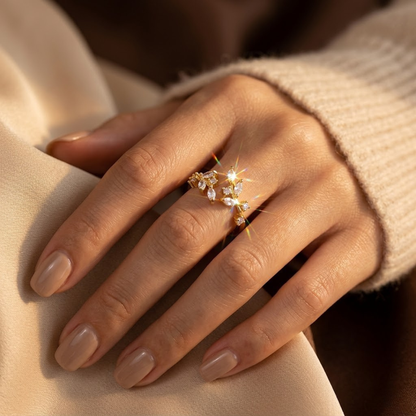 Bague feuille ouverte en or