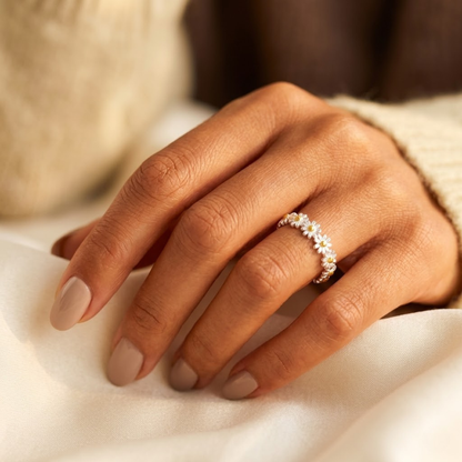 Bague florale en argent