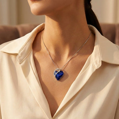 Collier cœur en argent à saphir