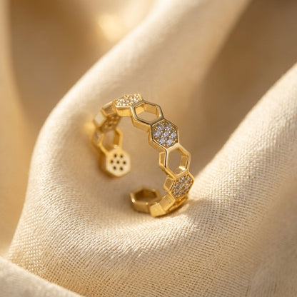 Bague ouverte géométrique en or