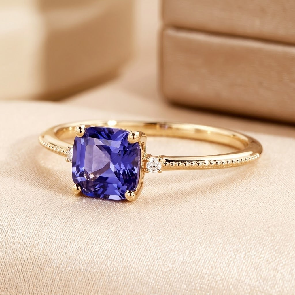 Bague solitaire en or à améthyste