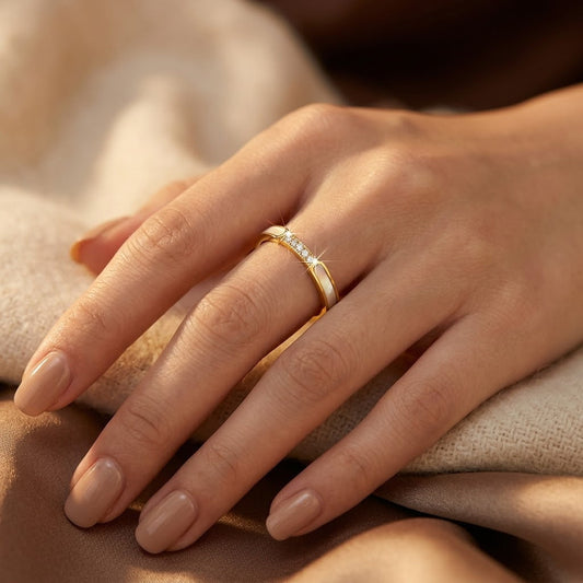 Bague anneau incrusté en or
