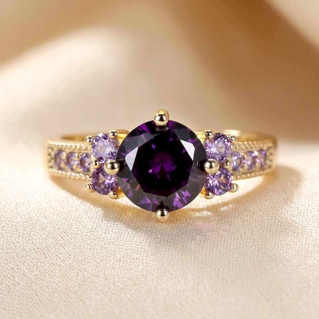 Bague à touche d'améthyste en or