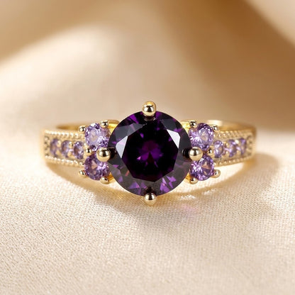 Bague à touche d'améthyste en or