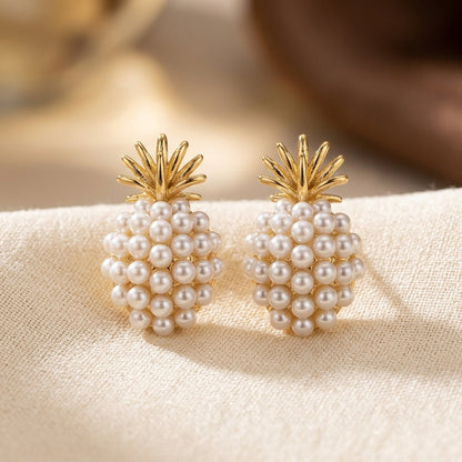 Puces d'oreilles cluster de perles en or