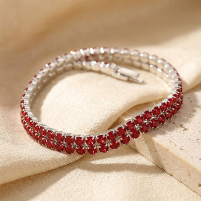 Bracelet tennis en argent à rubis