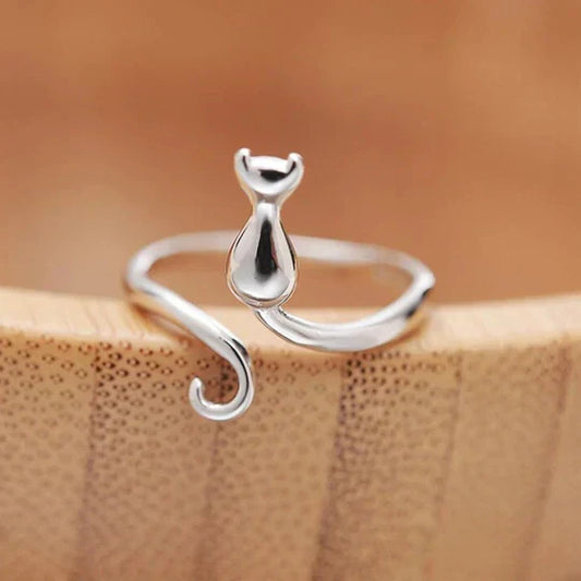 Boyle™ | Bague ouverte vintage motif chat