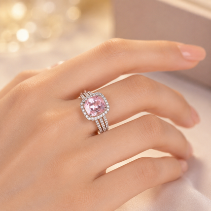Bague halo en or à améthyste