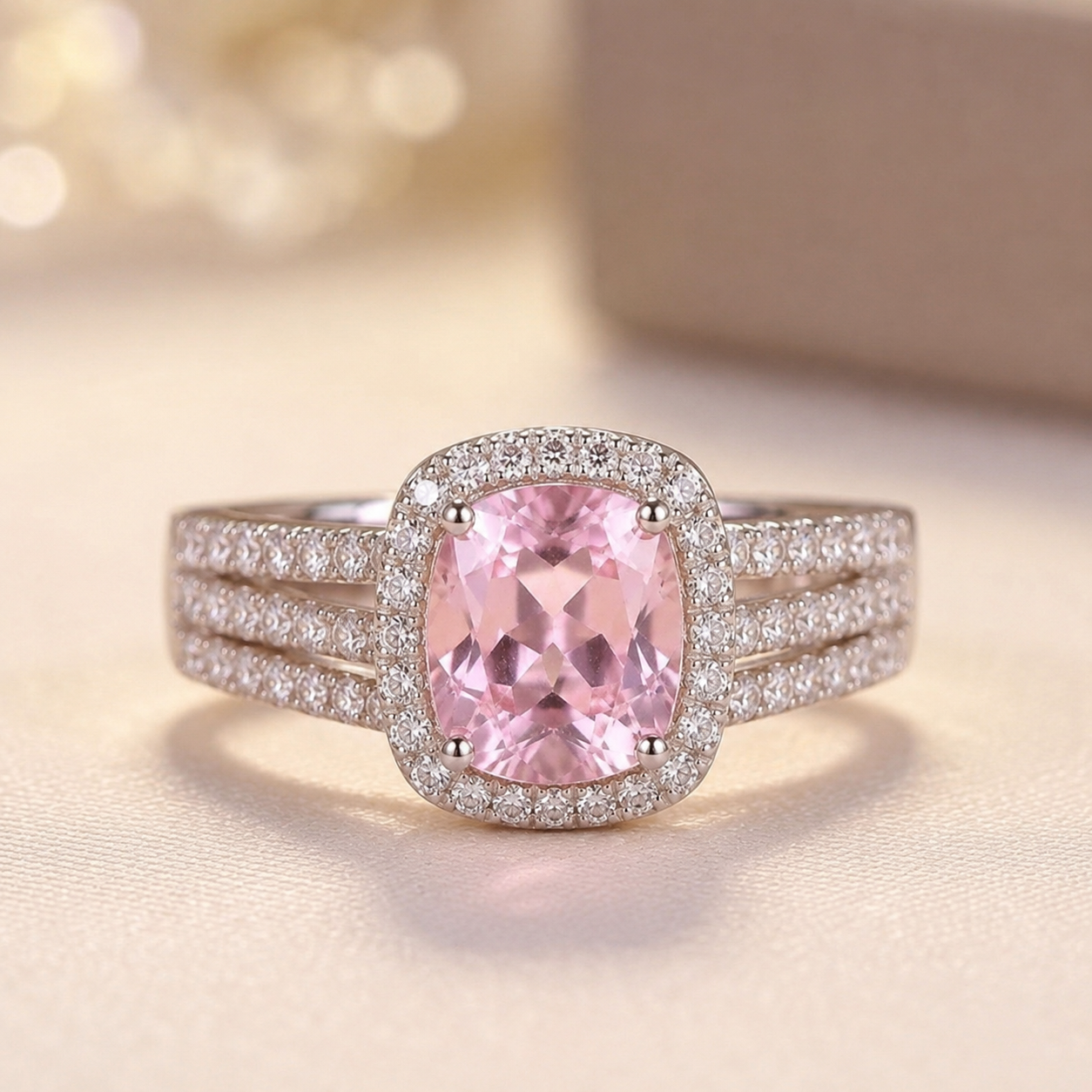 Bague halo en or à améthyste
