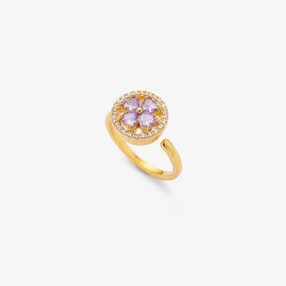Bague florale en or à saphir