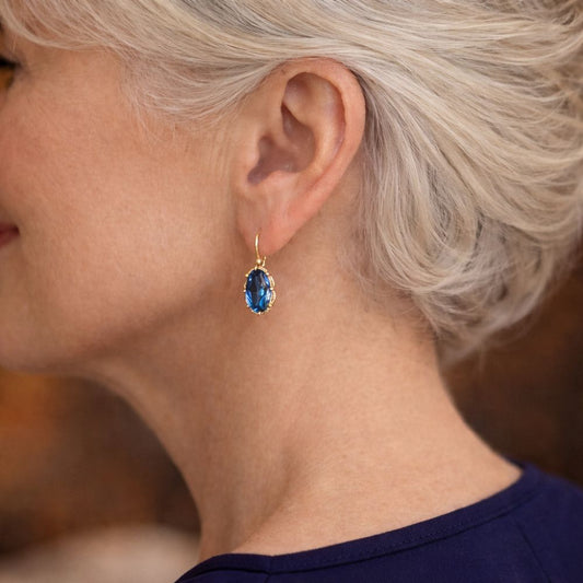 Boucles d'oreilles dorées Floraison Bleue