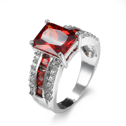 Bague anneau dédoublé en argent à rubis