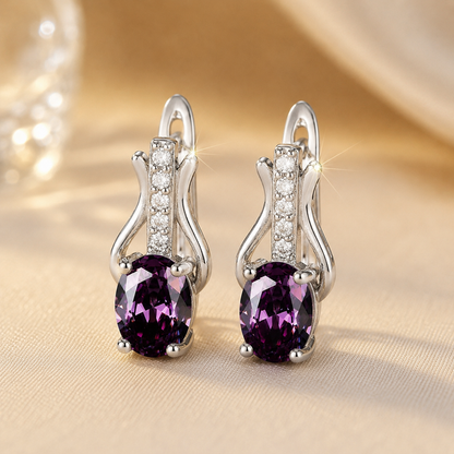 Boucles d'oreilles pendantes en argent à améthyste