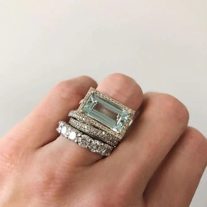 Lot de bagues vintage en argent et verre turquoise