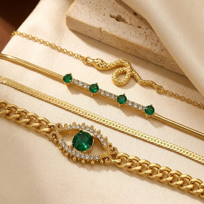 Lot de bracelets à breloques en or à émeraude