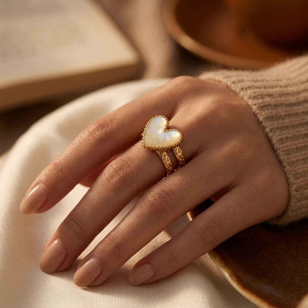 Bague motif cœur en or