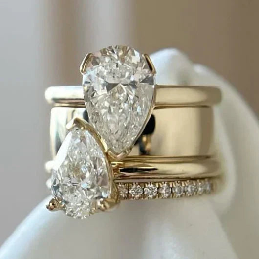 Bague pendante vintage à double zircone
