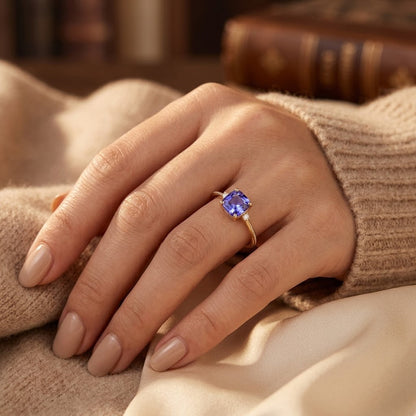 Bague solitaire en or à améthyste